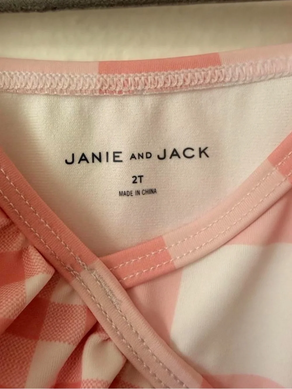 Janie and Jack Girls Pink Gingham Ruffle One Piece Swimsuit Size 2T NWT